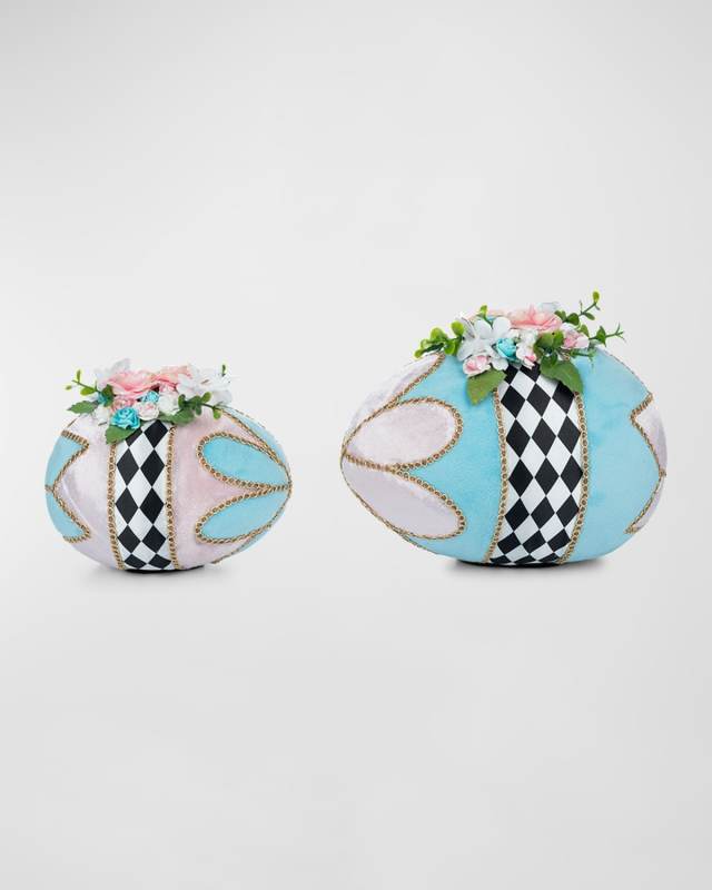 Hearts and Wonderland Fabric-Covered Eggs, Set of 2